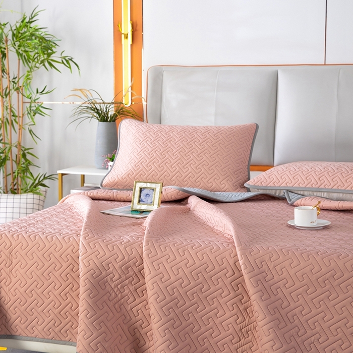 91家纺网 家纺一手货源 找家纺 美丽折2025夏季新品高端加厚全冰丝生物基乳胶凉席三件套 水洗天然乳胶凉席 豆沙T