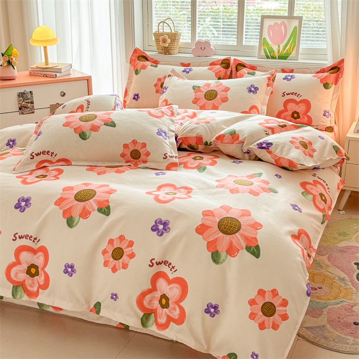 91家纺网 家纺一手货源 找家纺  爱一个家 2025新款植物羊绒四件套 玫香怡人