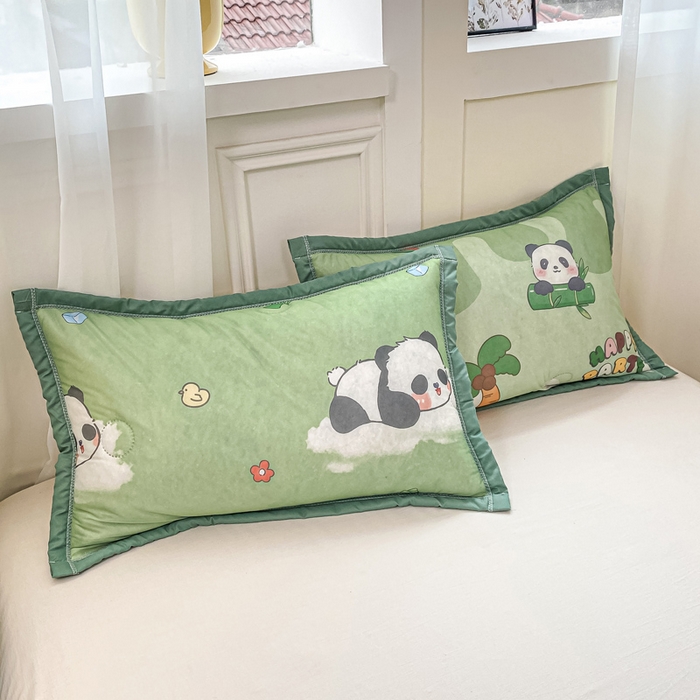 91家纺网 家纺一手货源 找家纺 顺顺家纺 2025新款凉感丝印花夏被空调被 萌宝熊猫