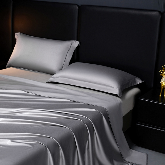 91家纺网 家纺一手货源 找家纺 秀色2025新款A类高端100s新疆长绒棉纯棉床单单件全棉单人贡缎加厚被单三件套 莫奈-典雅灰