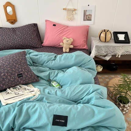 91家纺网 家纺一手货源 找家纺 （总）亿品家纺 2025新款水洗棉复古风格四件套
