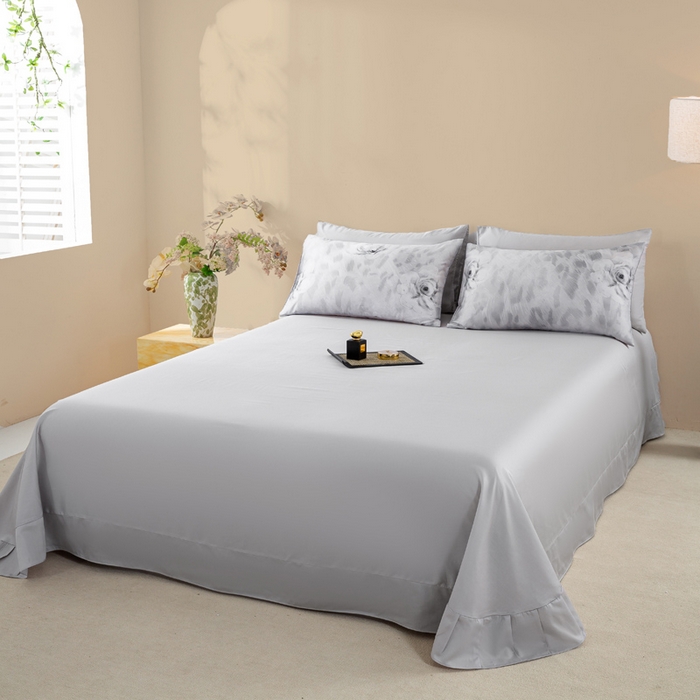 91家纺网 家纺一手货源 找家纺 帅露家纺 2025新款50S莱赛尔天丝印花四件套 豹纹诱惑-灰