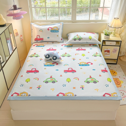 91家纺网 家纺一手货源 找家纺 博雅 2025新款独家版权A类大版数码印花1200D冰丝凉席 汽车派对