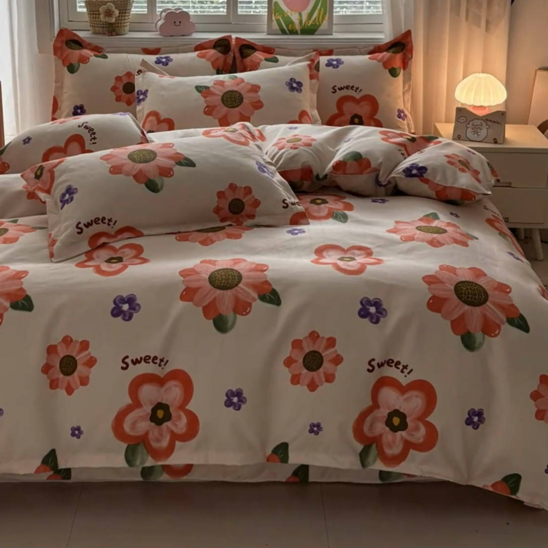 91家纺网 家纺一手货源 找家纺  爱一个家 2025新款植物羊绒四件套 玫香怡人