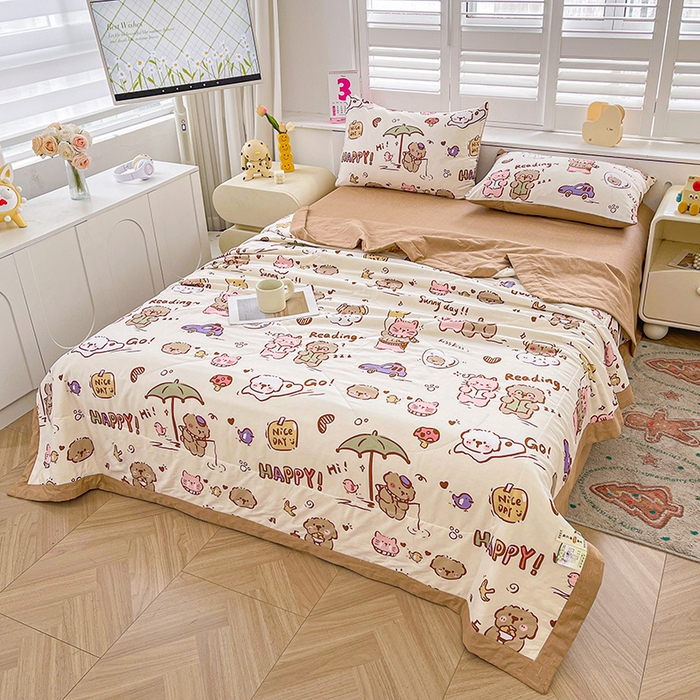 91家纺网 家纺一手货源 找家纺 思雅庭 2025新款里外全棉夏被新疆棉花夏凉被空调被 天天向上