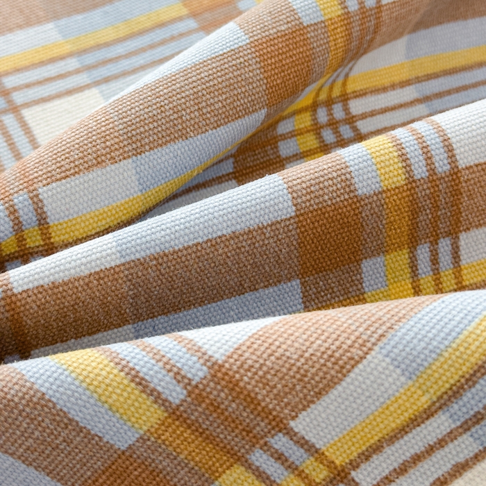 91家纺网 家纺一手货源 找家纺 仟网汇 2025新款活性印染无印纽扣原棉老粗布三件套 咖小格