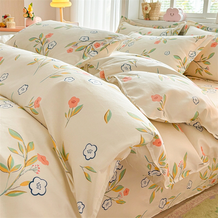 91家纺网 家纺一手货源 找家纺  爱一个家 2025新款植物羊绒四件套 恬静花开