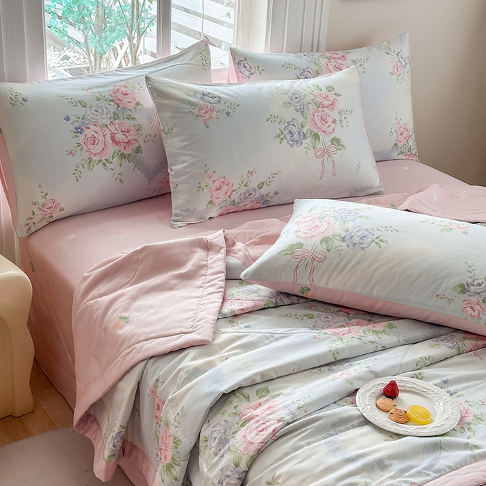 91家纺网 家纺一手货源 找家纺 瑜珠家纺 2025新款里外全棉棉花夏被 解花语