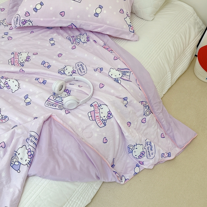 91家纺网 家纺一手货源 找家纺 兜米家居 2025夏季新品三丽鸥深睡双感针织凉感空调被夏被 糖果凯蒂猫