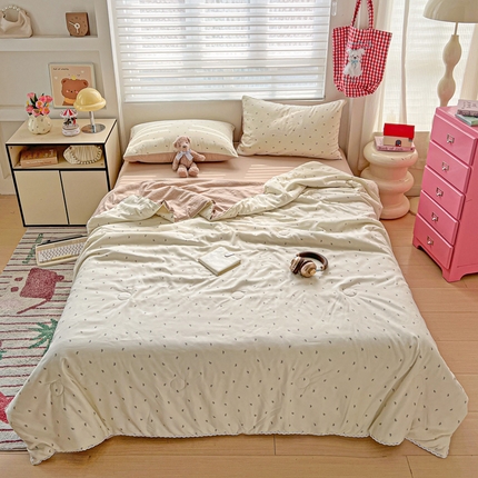 91家纺网 家纺一手货源 找家纺 （总）妖妖家纺 2025新款超柔双层纱糯糯针织棉夏凉被四件套