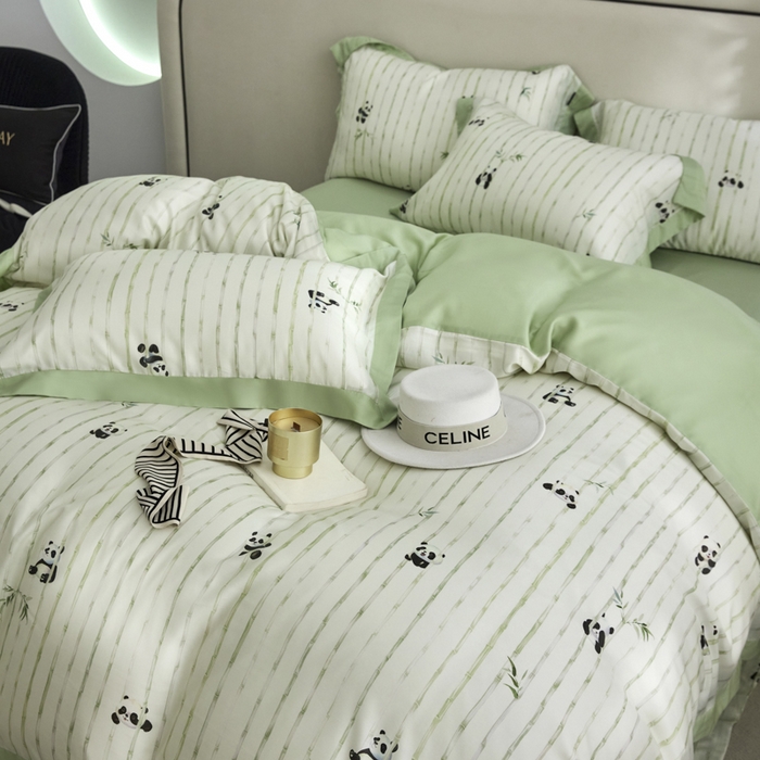 91家纺网 家纺一手货源 找家纺 薏思家纺 2025新款50支莱赛尔天丝数码印花夏被+四件套（礼盒包装） 安静