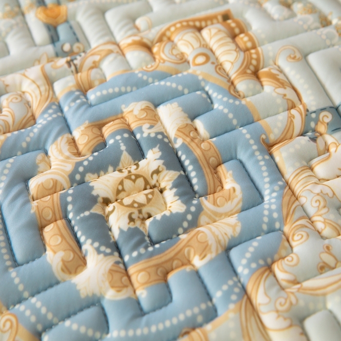 91家纺网 家纺一手货源 找家纺 美丽折2025夏季新品高端加厚全冰丝生物基乳胶凉席三件套 水洗天然乳胶凉席 富贵华庭绿