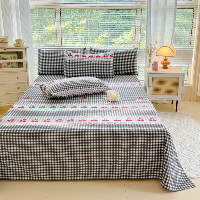 91家纺网 家纺一手货源 找家纺 仟网汇 2025新款老粗布床单粗布凉席老粗布单床单枕套单品 小樱桃