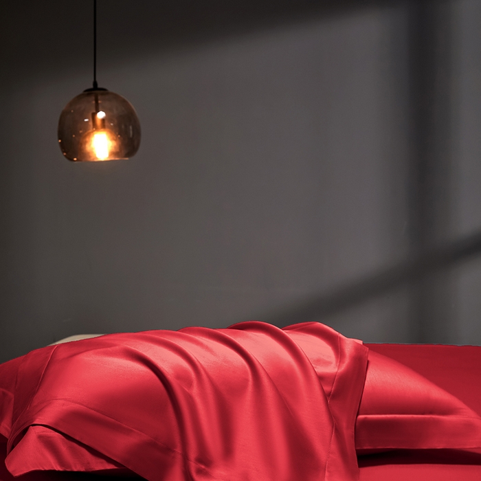 91家纺网 家纺一手货源 找家纺 秀色2025新款高端纯棉床笠单件全棉全包床套三件套100s新疆长绒棉酒店床垫保护套 梦易-海棠红