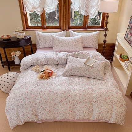 雪夫人 2025新款A类全棉有氧双层纱四件套 春枝