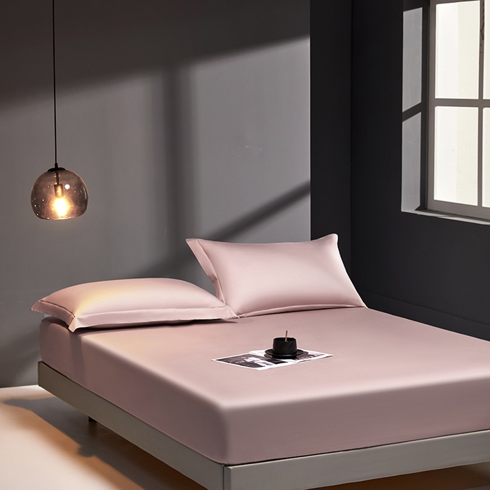 91家纺网 家纺一手货源 找家纺 秀色2025新款高端纯棉床笠单件全棉全包床套三件套100s新疆长绒棉酒店床垫保护套 梦易-粉末白