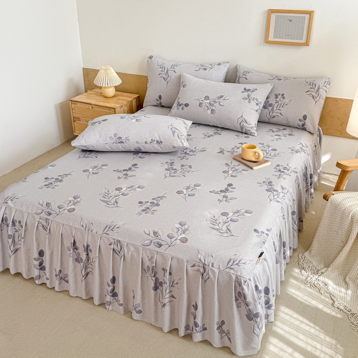 91家纺网 家纺一手货源 找家纺 布柔 2025新款100%全棉纯棉老粗布绣花印花凉席单品床裙 芳华