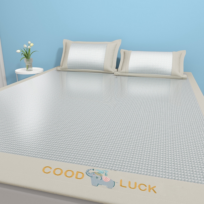 91家纺网 家纺一手货源 找家纺 绒艺席业 2025新款A类抗菌冰丝凉席系列-小象宝款 灰色