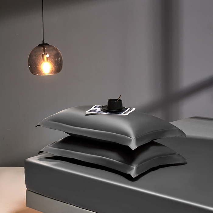 91家纺网 家纺一手货源 找家纺 秀色2025新款高端纯棉床笠单件全棉全包床套三件套100s新疆长绒棉酒店床垫保护套 梦易-帝王灰