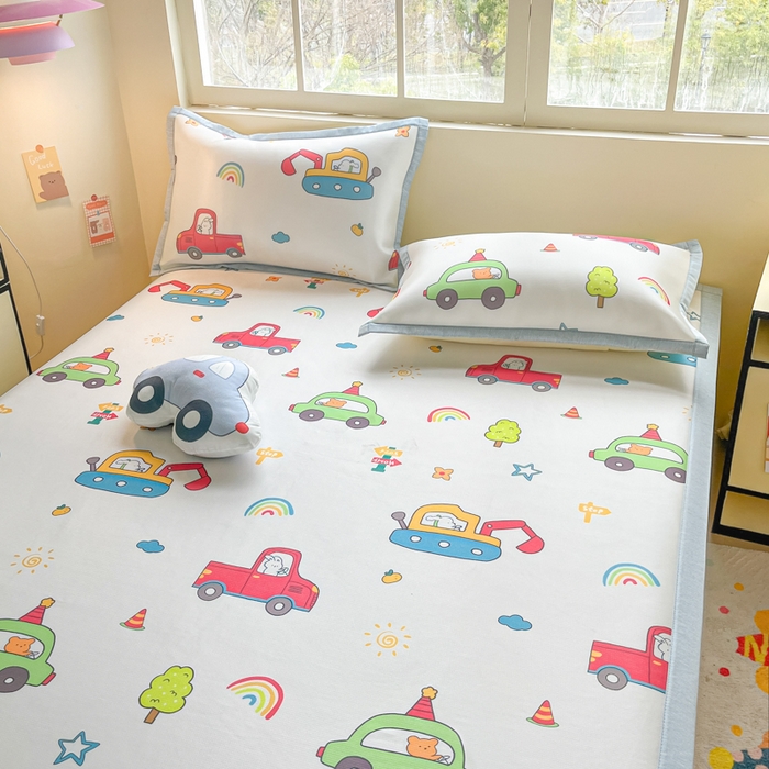 91家纺网 家纺一手货源 找家纺 博雅 2025新款独家版权A类大版数码印花1200D冰丝凉席 汽车派对