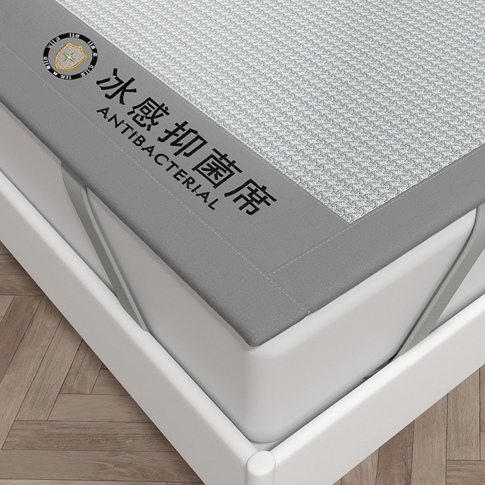 91家纺网 家纺一手货源 找家纺 绒艺席业 2025新款A类抗菌冰丝凉席系列-冰感抑菌席 灰色