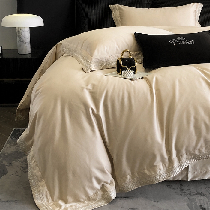 91家纺网 家纺一手货源 找家纺 保罗圣迪奥 2025新款50双股全棉长绒棉四件套-艾瑟琳系列 艾瑟琳-香槟金