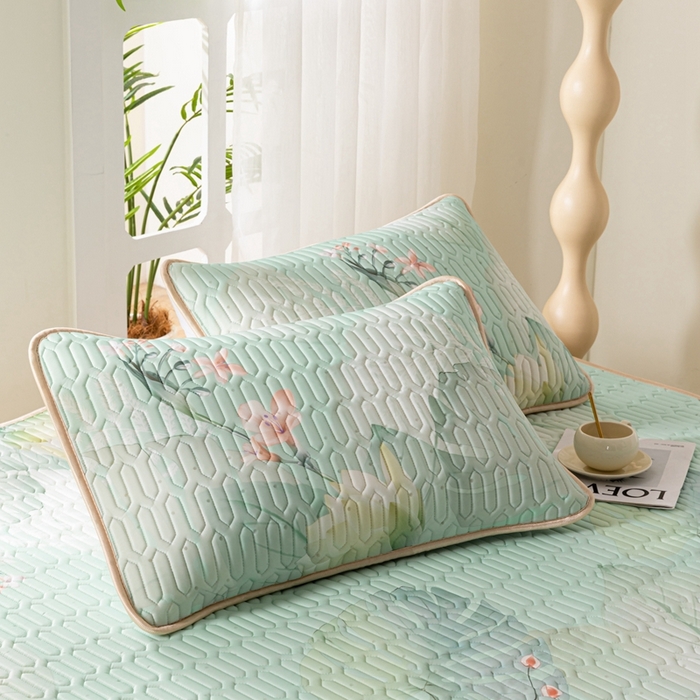 91家纺网 家纺一手货源 找家纺 美丽折2025新品6mm厚天然乳胶凉席三件套 大版印花卡通乳胶凉席平铺款 暗香