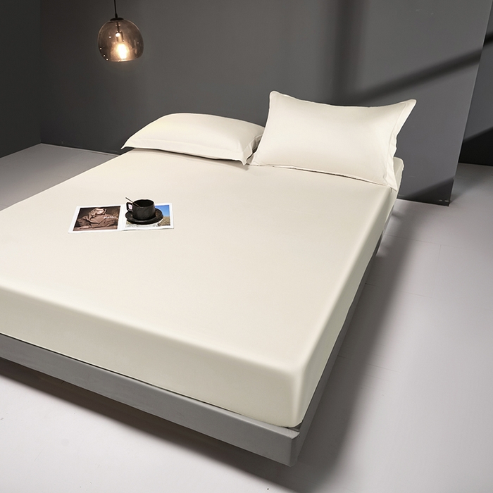 91家纺网 家纺一手货源 找家纺 秀色2025新款高端纯棉床笠单件全棉全包床套三件套100s新疆长绒棉酒店床垫保护套 梦易-皓月白