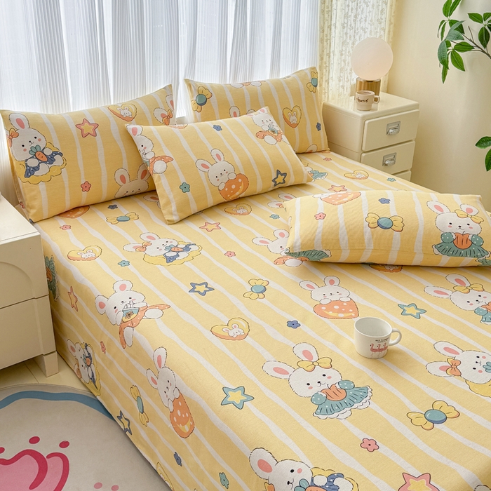 91家纺网 家纺一手货源 找家纺 仟网汇 2025新款老粗布床单粗布凉席老粗布单床单枕套单品 萝卜兔