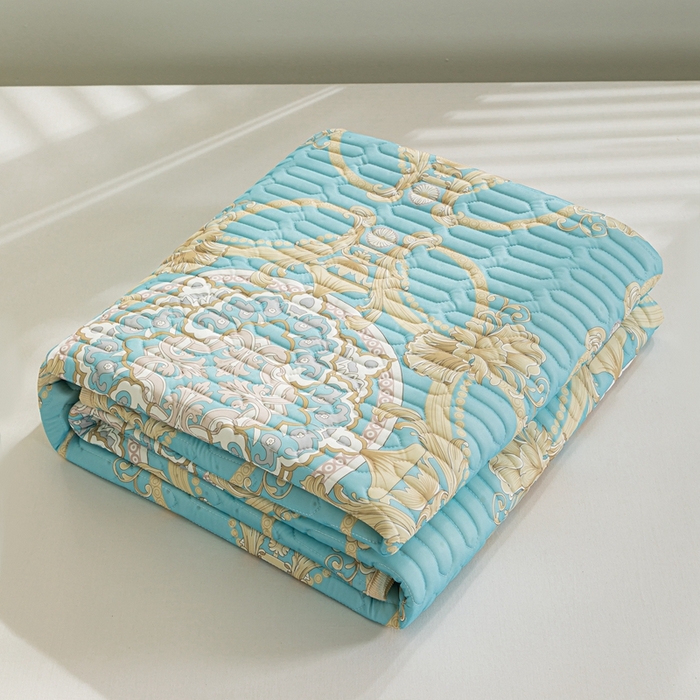 91家纺网 家纺一手货源 找家纺 美丽折2025新品6mm厚天然乳胶凉席三件套 大版印花卡通乳胶凉席平铺款 帕蓬夜色