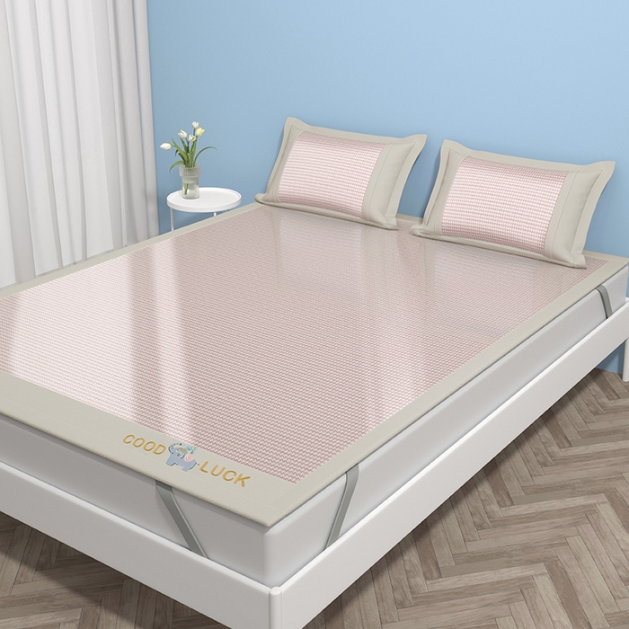 91家纺网 家纺一手货源 找家纺 绒艺席业 2025新款A类抗菌冰丝凉席系列-小象宝款 粉色