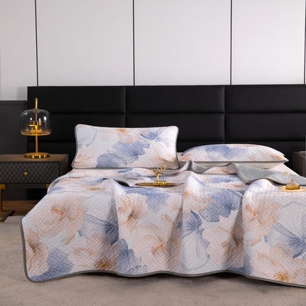 91家纺网 家纺一手货源 找家纺 （总）美丽折2025夏季新品高端加厚全冰丝生物基乳胶凉席三件套 水洗天然乳胶凉席