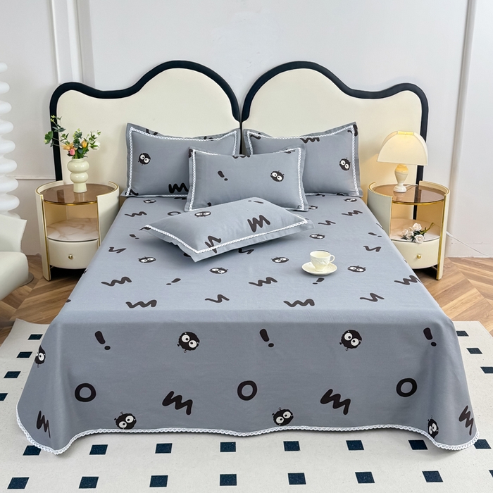 91家纺网 家纺一手货源 找家纺 仟网汇 2025全棉老粗布蕾丝花边三件套（无纺布手提包装） 黑煤球