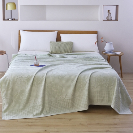 91家纺网 家纺一手货源 找家纺 爱港家纺 2025新款上海专版老式怀旧全棉A类纱布毛巾被 茶花-绿