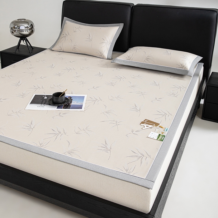 91家纺网 家纺一手货源 找家纺 小牛席业 2025新款全PE柳烟冰丝席凉席席子系列 香槟