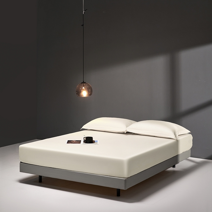 91家纺网 家纺一手货源 找家纺 秀色2025新款高端纯棉床笠单件全棉全包床套三件套100s新疆长绒棉酒店床垫保护套 梦易-皓月白