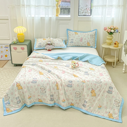 顺顺家纺 2025新款凉感丝印花夏被空调被 萌狗乐园