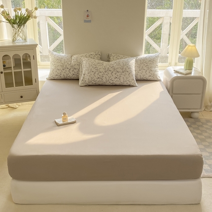 2025云感皱皱棉单品水洗棉单床笠被套罩床垫套 床笠 馥芮白