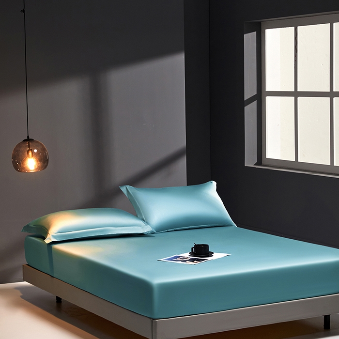 91家纺网 家纺一手货源 找家纺 秀色2025新款高端纯棉床笠单件全棉全包床套三件套100s新疆长绒棉酒店床垫保护套 梦易-雾霾蓝