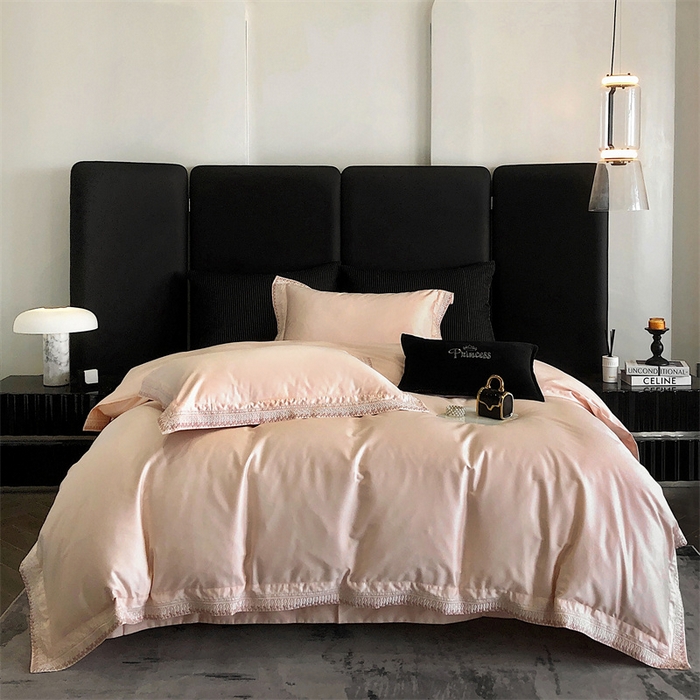 91家纺网 家纺一手货源 找家纺 保罗圣迪奥 2025新款50双股全棉长绒棉四件套-艾瑟琳系列 艾瑟琳-樱花粉