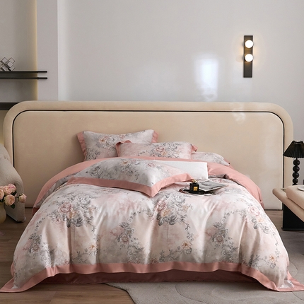 薏思家纺 2025新款50支莱赛尔天丝数码印花夏被+四件套（礼盒包装） 淡雅年华