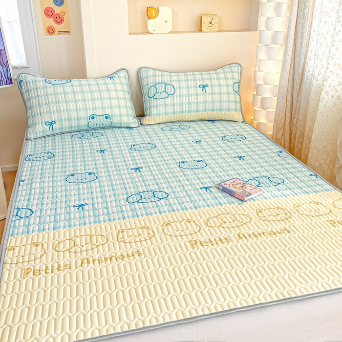 91家纺网 家纺一手货源 找家纺 柒月家居 2025新款小清新乳胶凉席 好伙伴