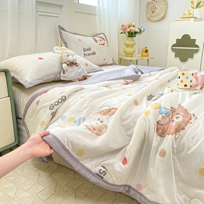 91家纺网 家纺一手货源 找家纺 顺顺家纺 2025新款凉感丝印花夏被空调被 夏日童趣