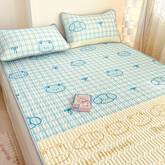 91家纺网 家纺一手货源 找家纺 柒月家居 2025新款小清新乳胶凉席 好伙伴