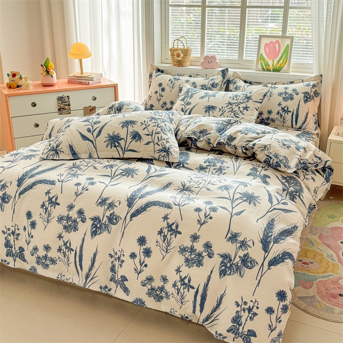 91家纺网 家纺一手货源 找家纺 爱一个家 2025新款植物羊绒四件套 青花词