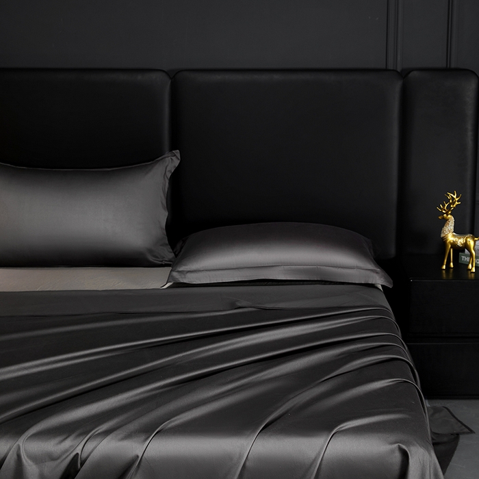 91家纺网 家纺一手货源 找家纺 秀色2025新款A类高端100s新疆长绒棉纯棉床单单件全棉单人贡缎加厚被单三件套 莫奈-帝王灰