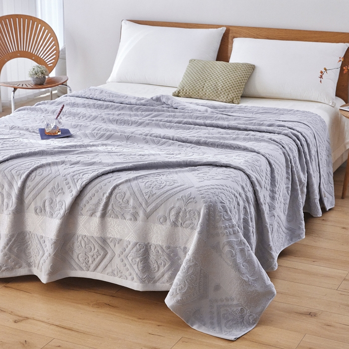 91家纺网 家纺一手货源 找家纺 爱港家纺 2025新款上海专版老式怀旧全棉A类纱布毛巾被 古韵-灰 