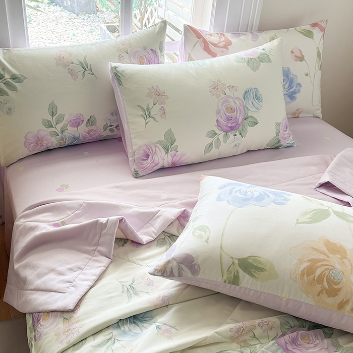 91家纺网 家纺一手货源 找家纺 瑜珠家纺 2025新款里外全棉棉花夏被 假日玫瑰