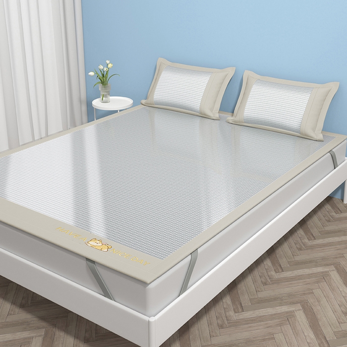 91家纺网 家纺一手货源 找家纺 绒艺席业 2025新款A类抗菌冰丝凉席系列-柯基款 灰色