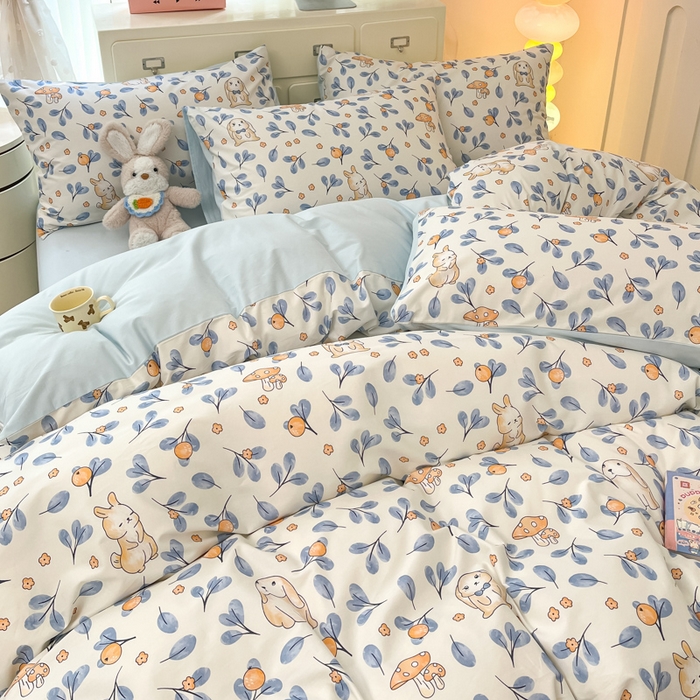 91家纺网 家纺一手货源 找家纺 仔仔熊 2025新款全棉印花四件套 可爱兔